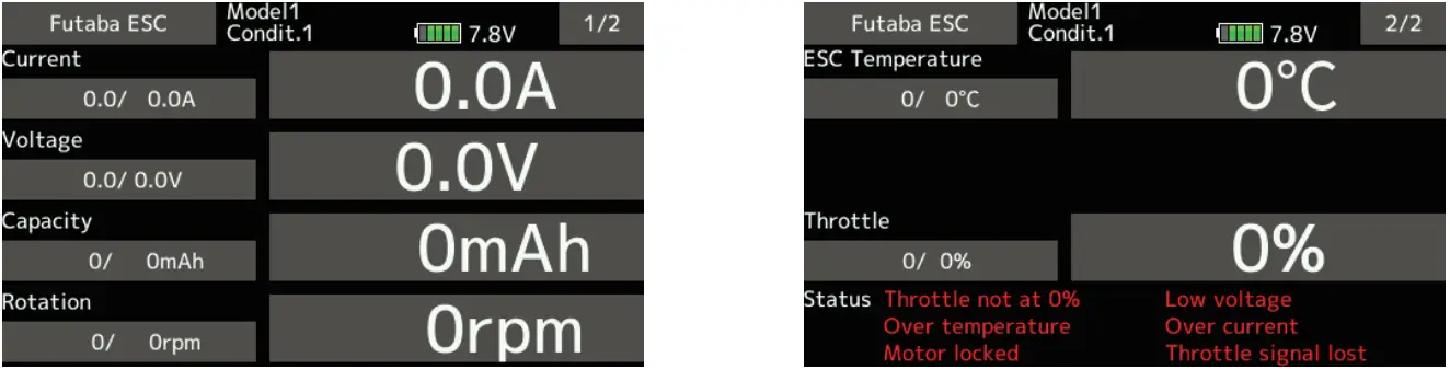 Futaba T16IZ Software Update Changes - ESC status