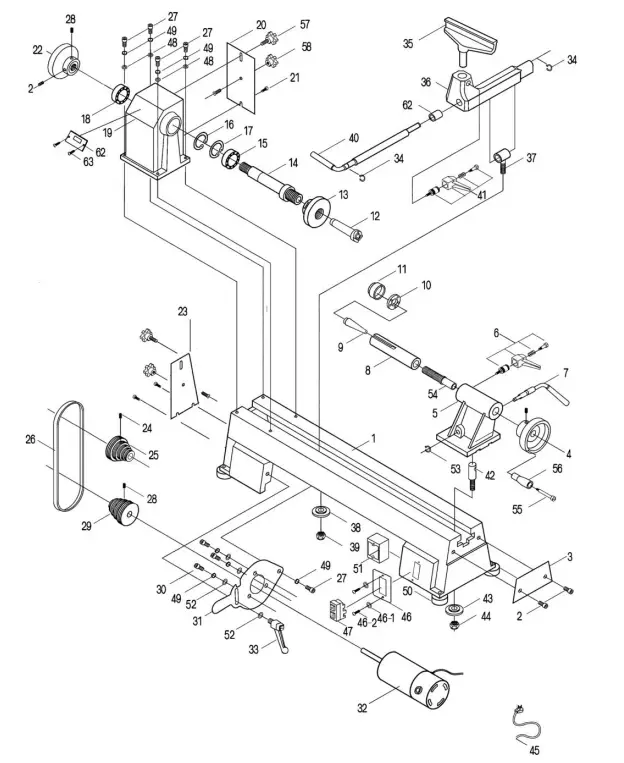 scheppach DM460T Wood Turning Lathe parts