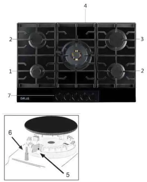DRIJA Genova 90 Professionale Gas Stove Built In - fig