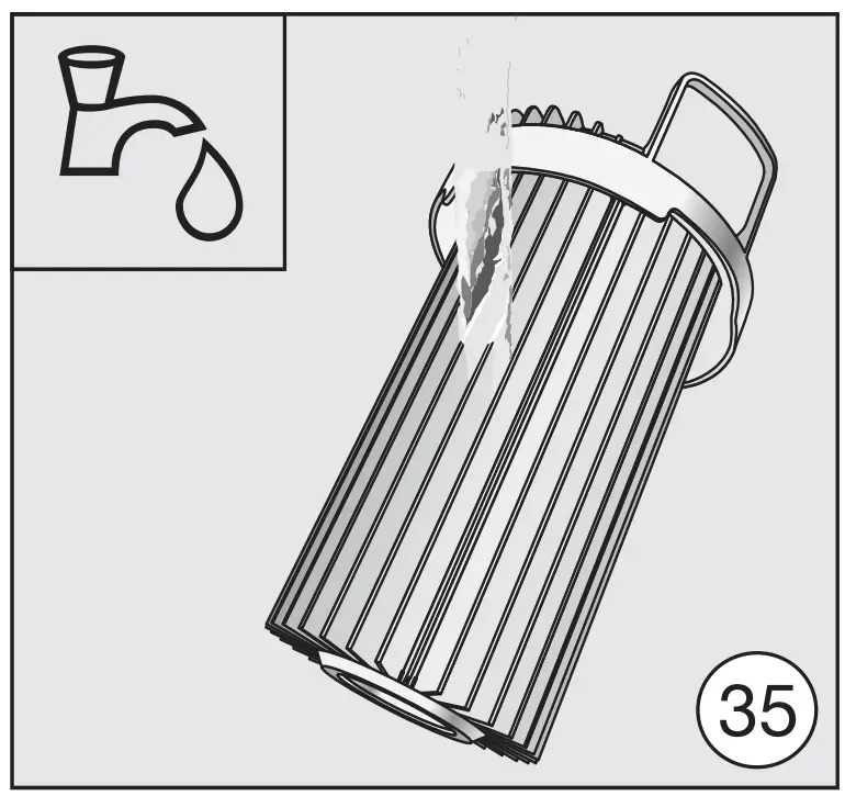 Miele HS16 Canister Vacuum Cleaner Cleaning the pre-filter