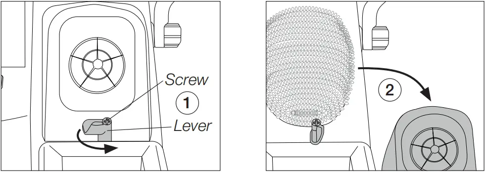 screw and rotating the lever unlock