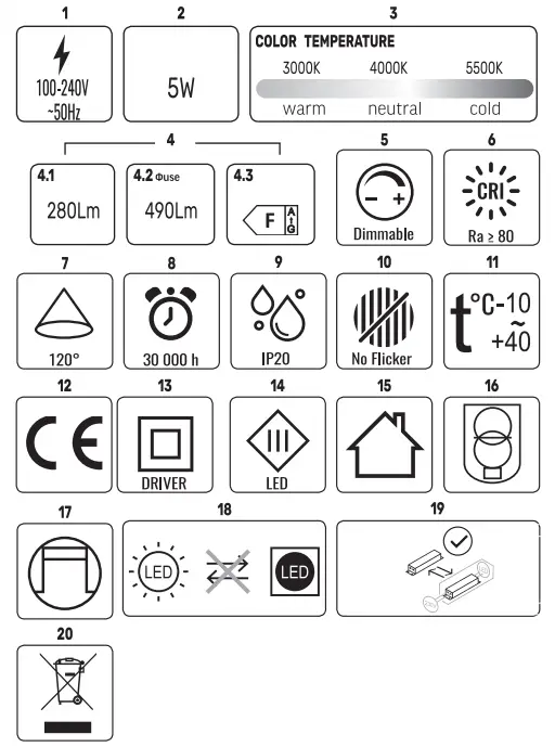 VIDEX VLE-TF05W LED Table Lamp - fig