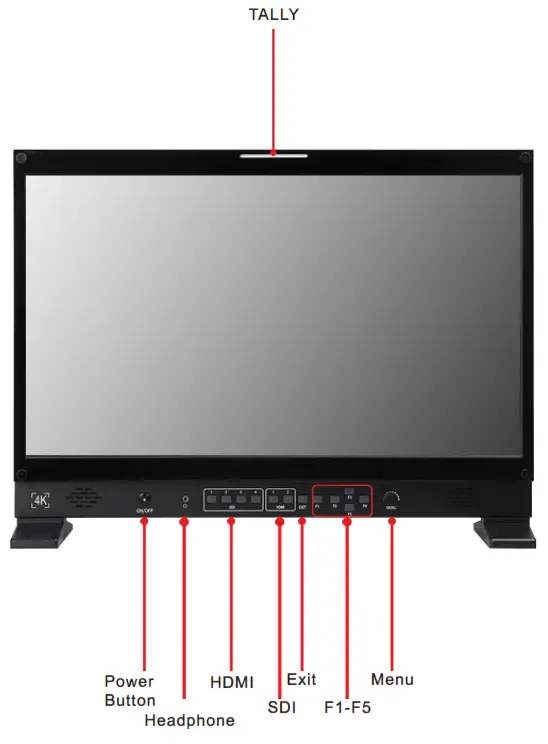ViewZ VZ-238PM-HDR 24inch 4K HOR Multi View Video Production Monitor - Control Panel
