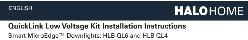 COOPER Lighting HLB QL6 MicroEdge QuickLink Low Voltage Kit Instruction Manual