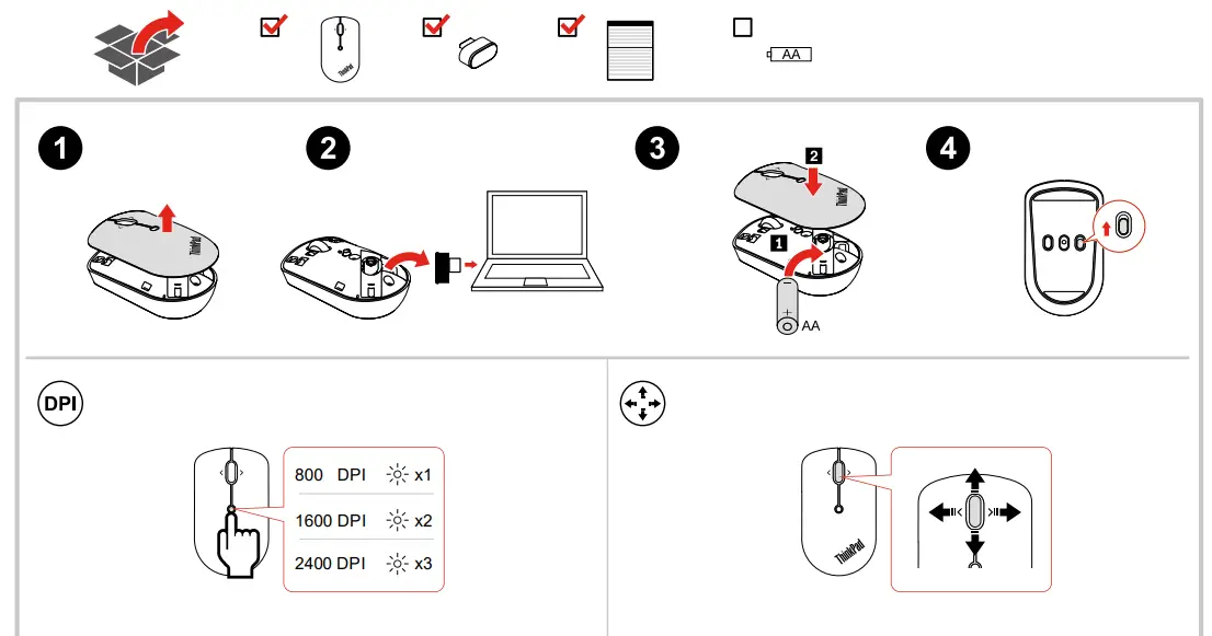 Lenovo 4Y51D20848 ThinkPad USB C Wireless Compact Mouse - fig