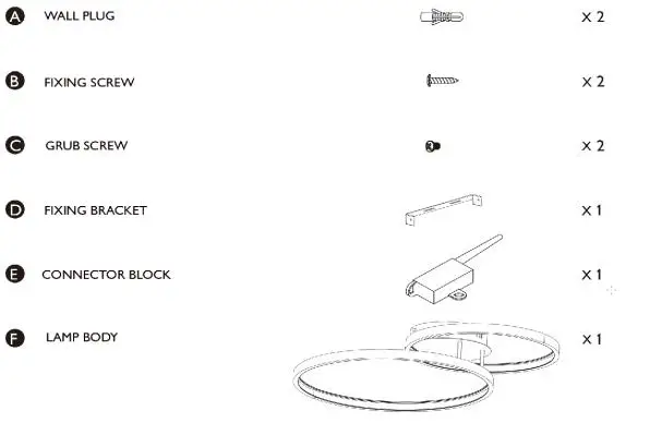 JOHN LEWIS Double Hoop Integrated Led Semi Flush parts list
