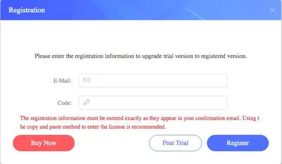 Registration Email and Registration key