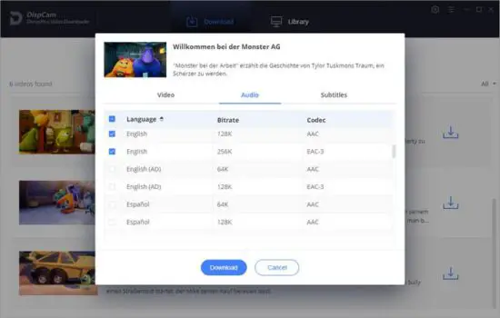 Select Audio Track and Subtitle