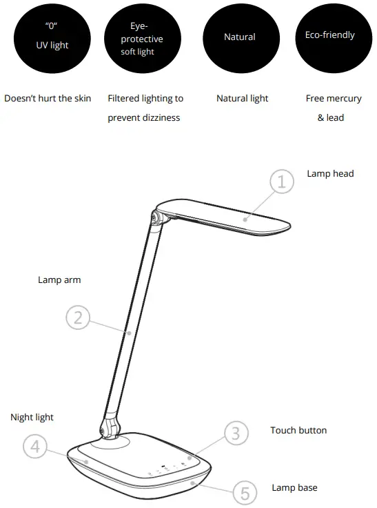 alza cz U17 LED Table Lamp with Wireless Charger - FIG 1