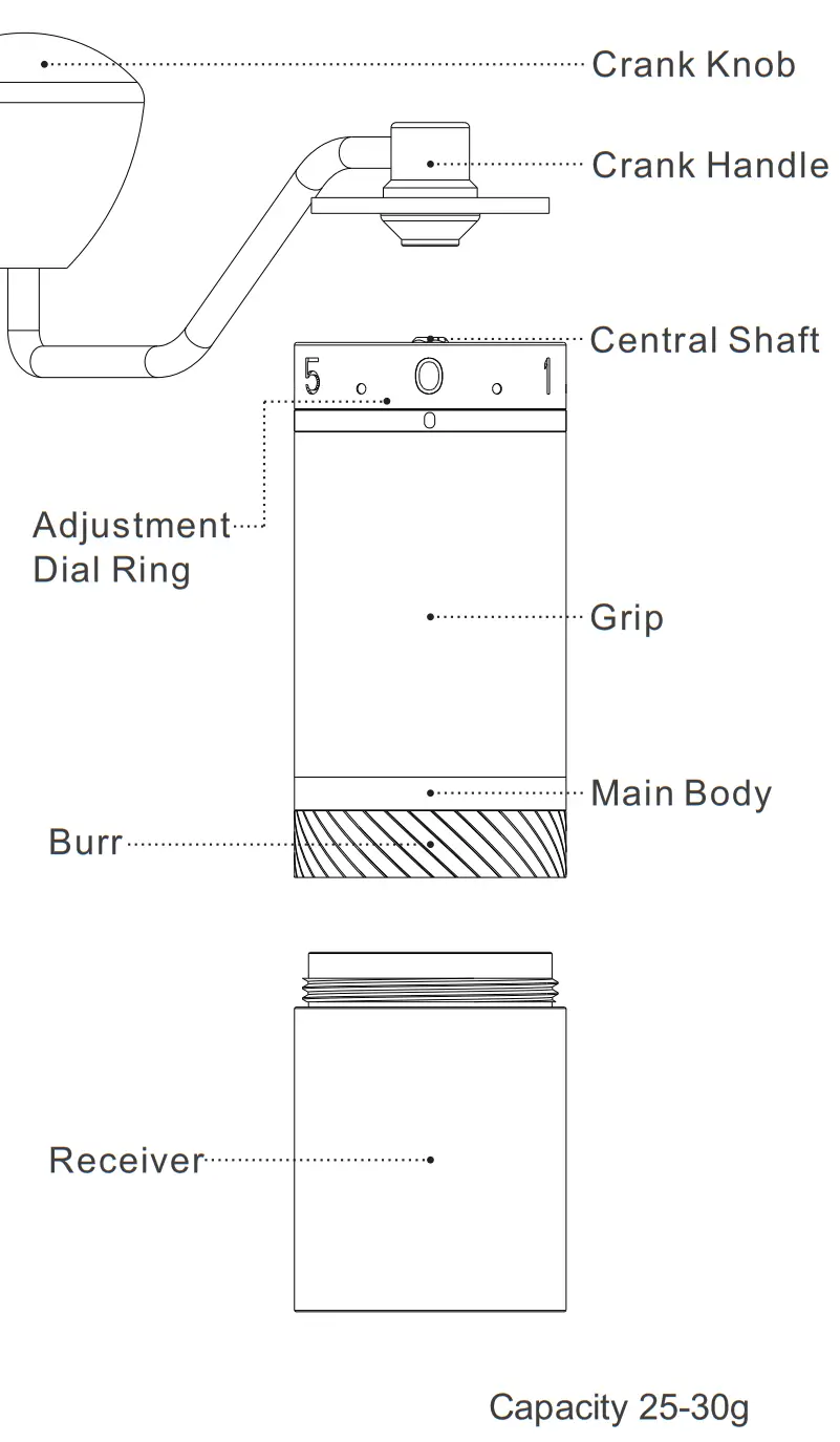 1zpresso X Pro Manual Coffee Grinder - Expanded View