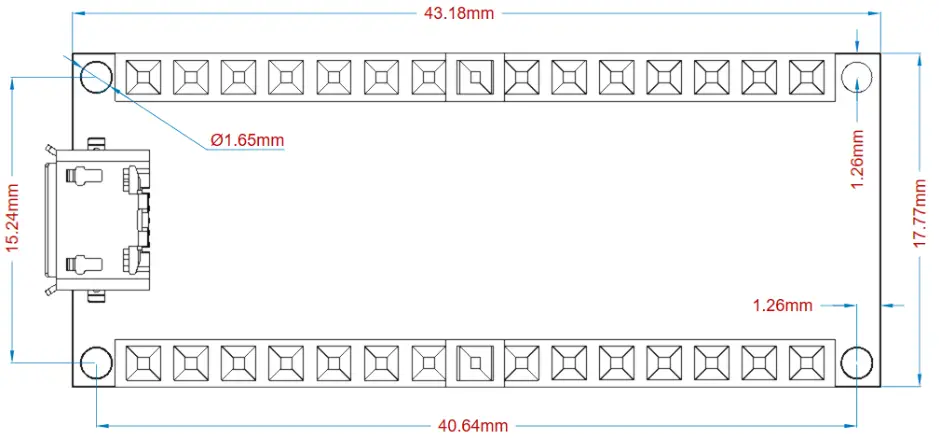 ARDUINO ABX00053 Nano RP2040 Connect Evaluation Board - Mechanical