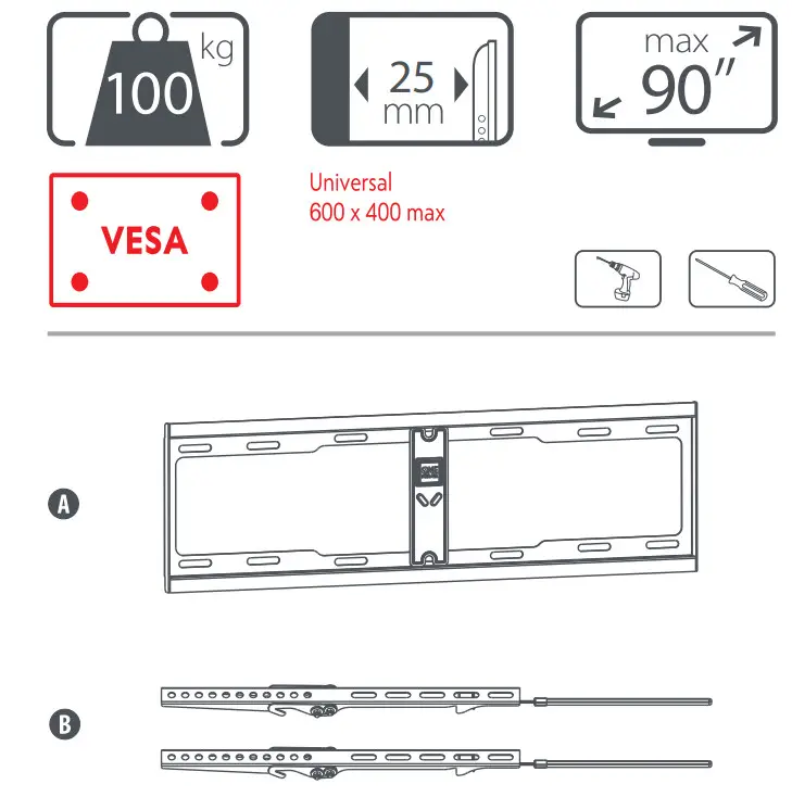 ONE FOR ALL WM4629 Tilting TV Wall Mount - Figure 1