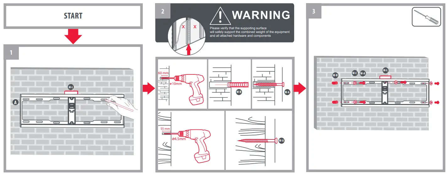 ONE FOR ALL WM4629 Tilting TV Wall Mount - Figure 4