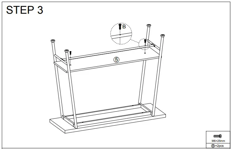 Tribesigns BB-J0033-XF Black Rectangle Wooden Console Table - fig3