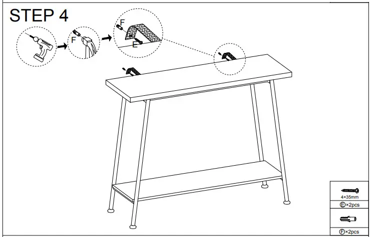 Tribesigns BB-J0033-XF Black Rectangle Wooden Console Table - fig4