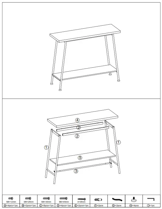 Tribesigns BB-J0033-XF Black Rectangle Wooden Console Table