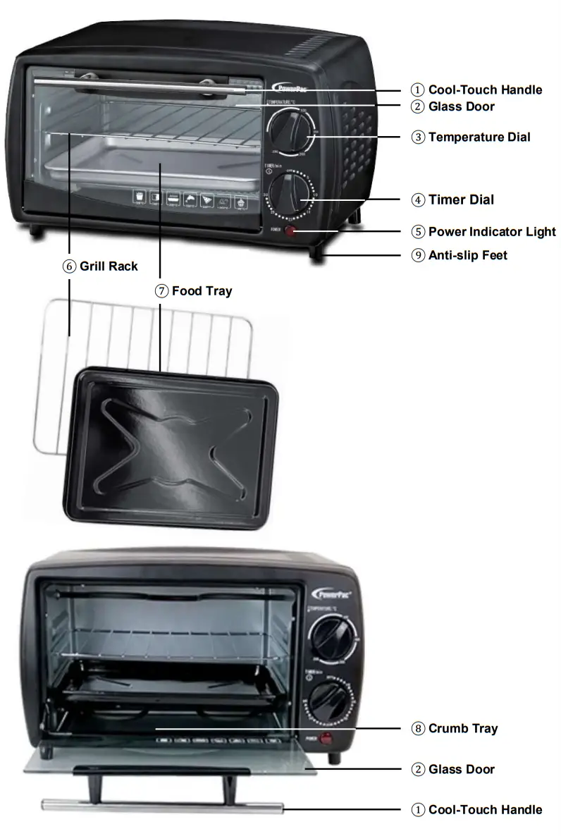 PowerPac PPT08 Electric Oven Toaster with Temperature Selector fig 3