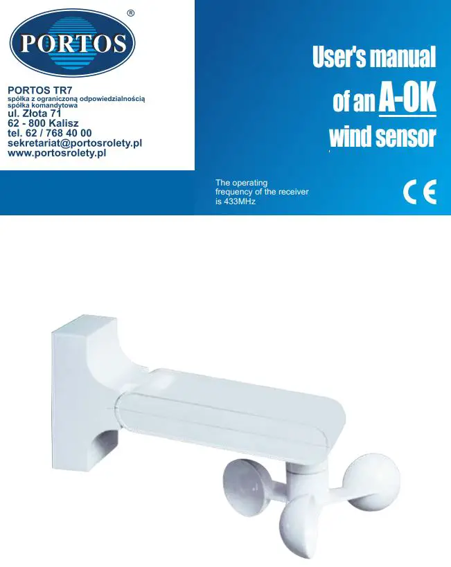 PORTOS A-OK Wind Sensor User Manual