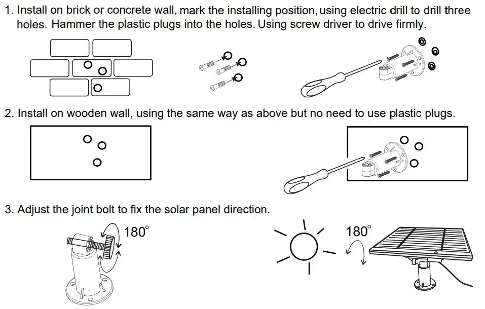 Brightown S14 Patio Solar String Lights User Manual - Installation on wall