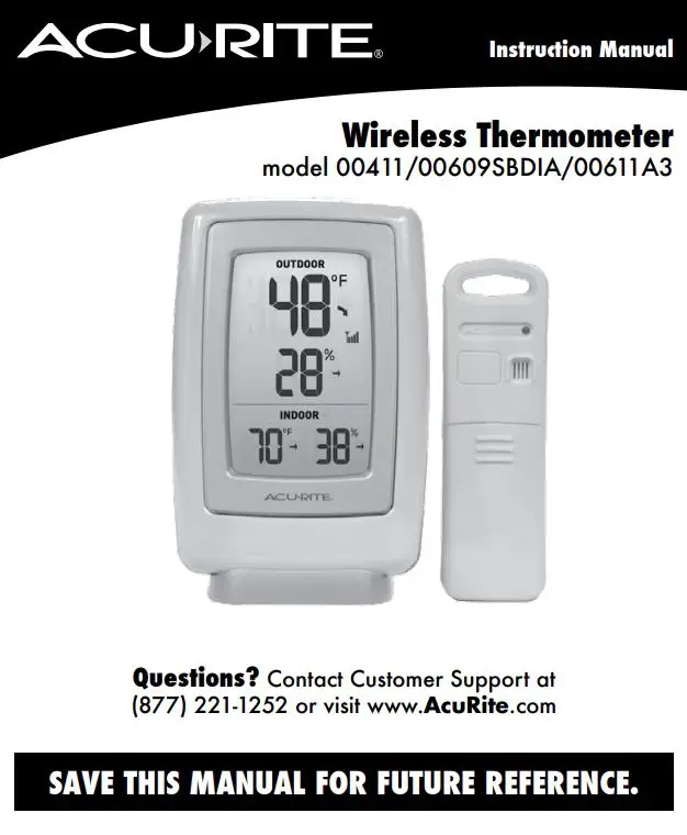 ACURITE 00611A3 Wireless Thermometer Instruction Manual