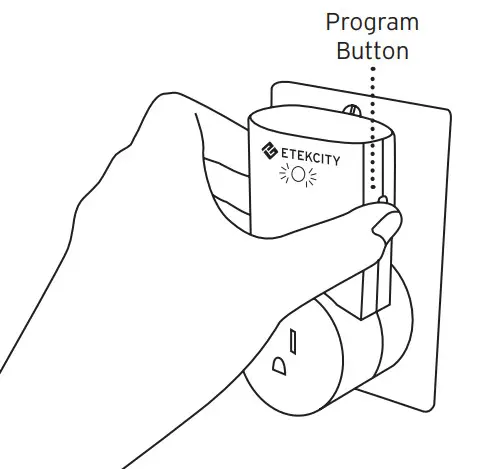 ETEKCITY Zap 5LX-S Remote Outlet Switch - program button