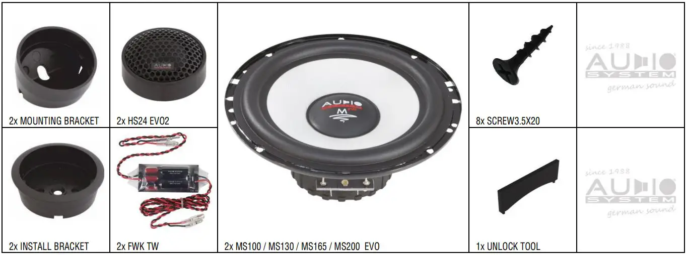 AUDIO-SYSTEM-M100,-130,-165,-200-2-Way-Component-System-FIG 1