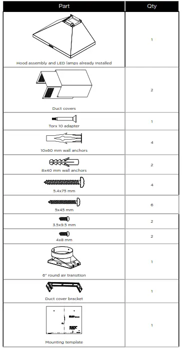 arietta AVN436SSB 36 Inch Stainless Steel Convertible Chimney Style Wall Mount Hood - 1