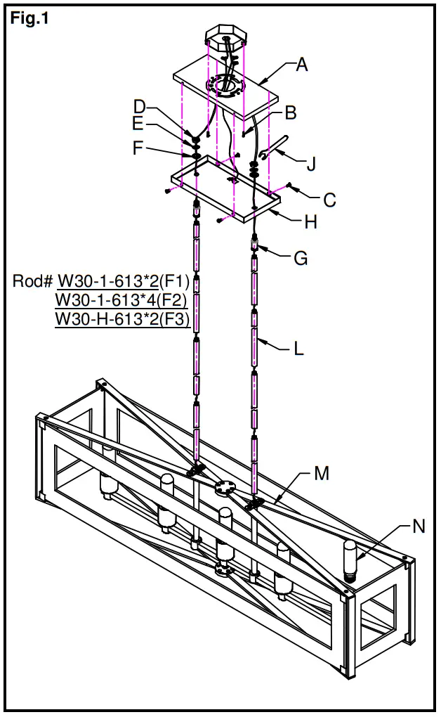 AMERICAN LIGHTING P1405 613 Crystal Clear Linear Pendant Light - fig