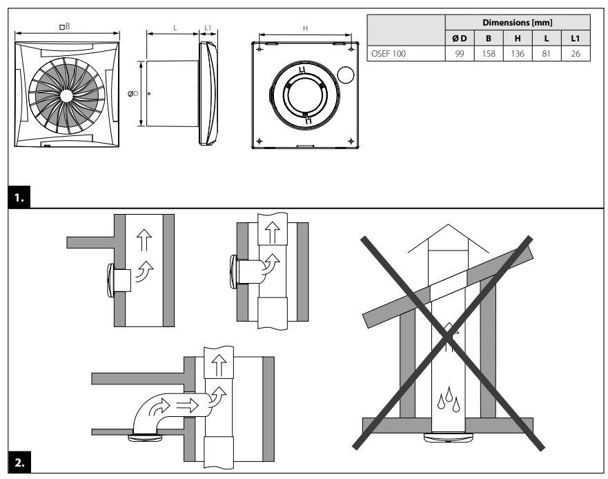 Osily OSEF100-Z1H Ventilation Zone 1 Extractor Fan - fig