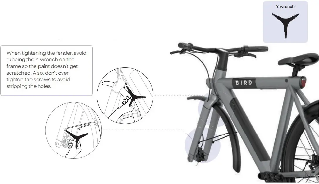 BirdBike RSBRS02A Power Assisted Electric Bike User Manual - Attach the front fender
