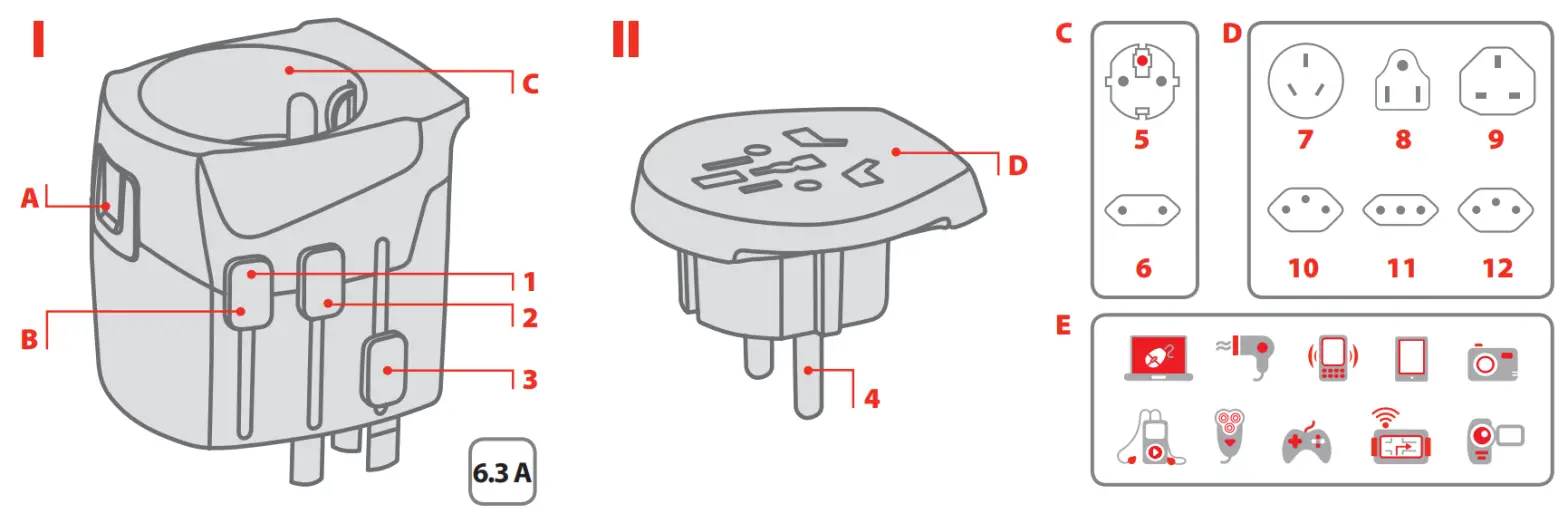 SKROSS PRO Light USB World Universal Travel Adapter with Earth Connection - fig1