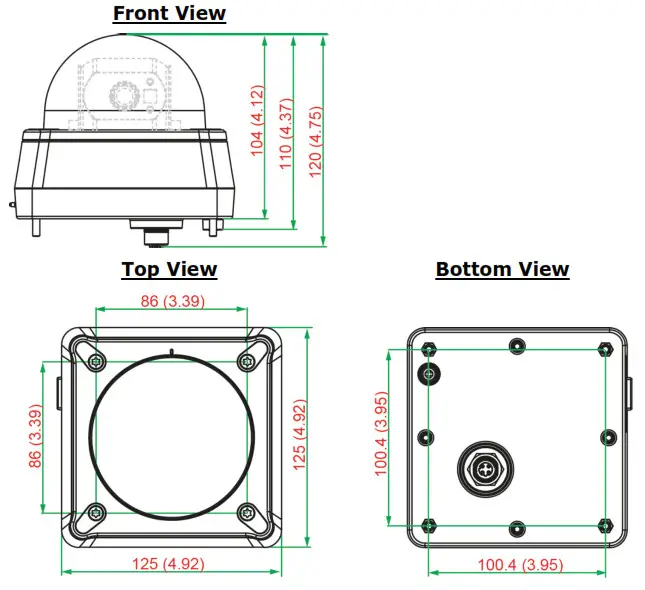 MOXA P16 1MP M12 IP Camera - Dimensions