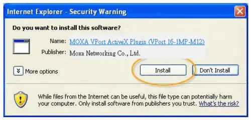MOXA P16 1MP M12 IP Camera - Install the ActiveX Control Plug
