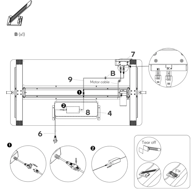 kogan ET150 Series ELSTDUSBWWA Standing Desk with USB Port User Guide - Connect the cable connected to the motor and one end of the switch cord