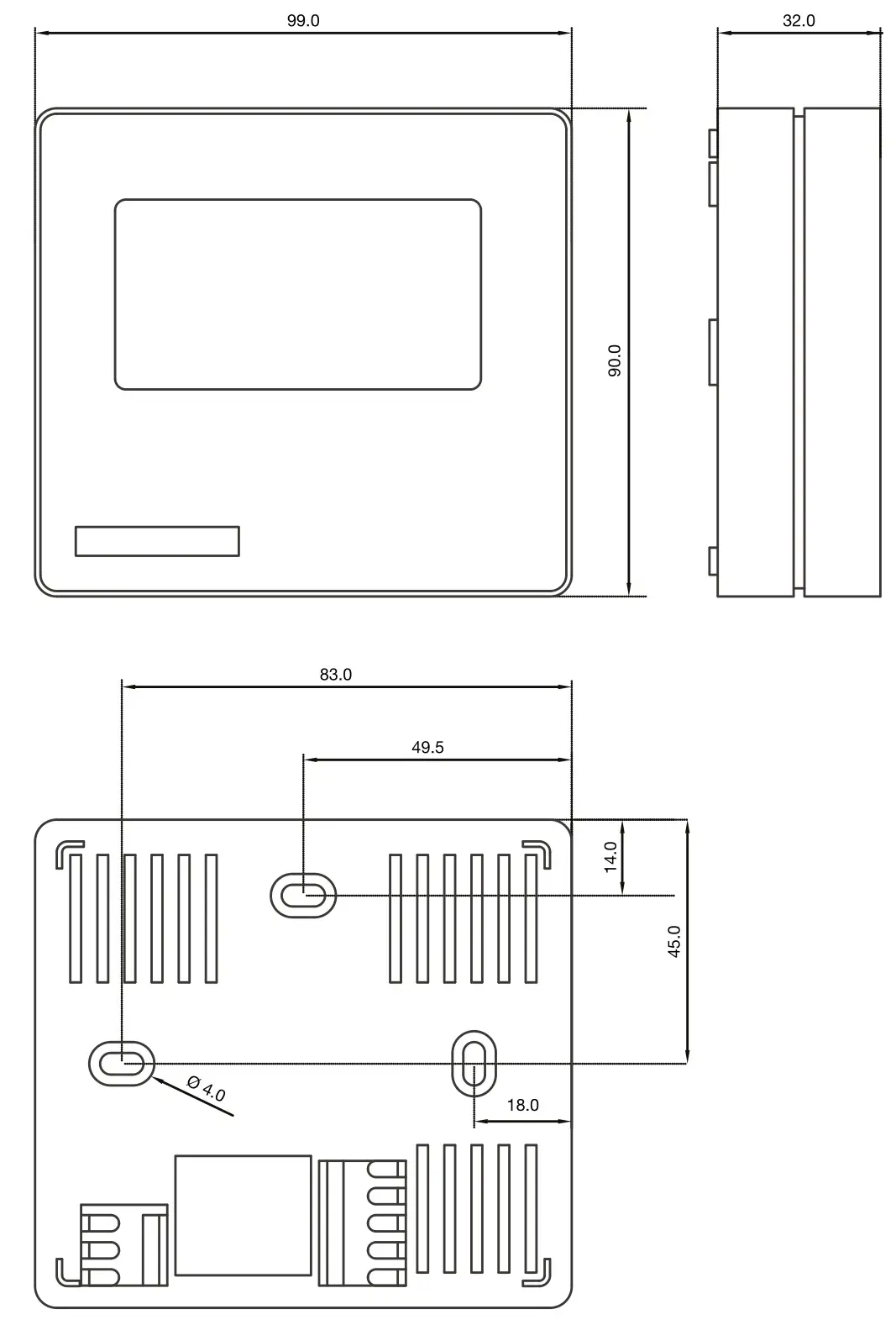 HK INSTRUMENTS RHT-MOD-Series Humidity Transmitters - DIMENSIONAL DRAWINGS