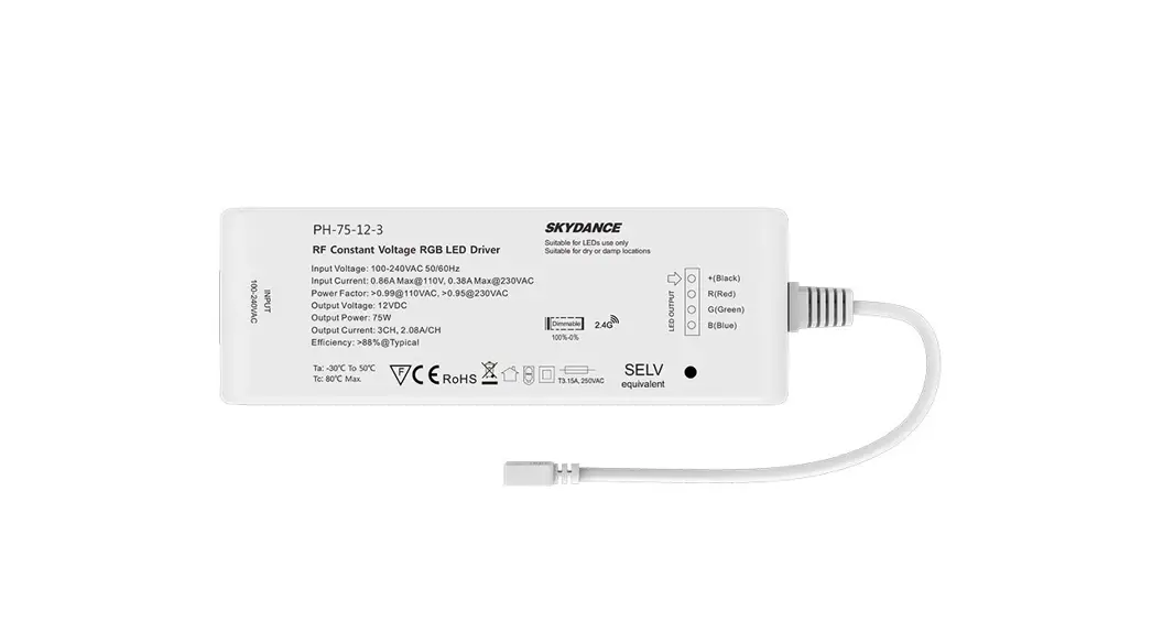 Skydance Ph-75-12 Rf 1-4 Channel Constant Voltage Led Driver User Manual Skydance Ph-75-12 Rf 1-4 Channel Constant Voltage Led Driver User Manual