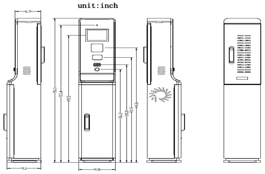 LKS8345A Global Intelligent Self Service - Dimensions of PostKiosk