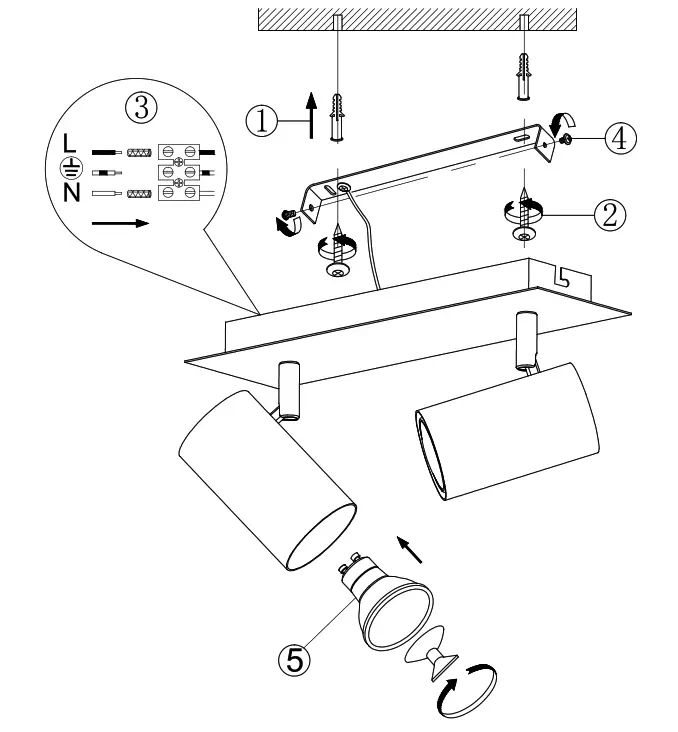 TRIO GU10 802400301 Beam Light Fitting Installation Guide - Fig