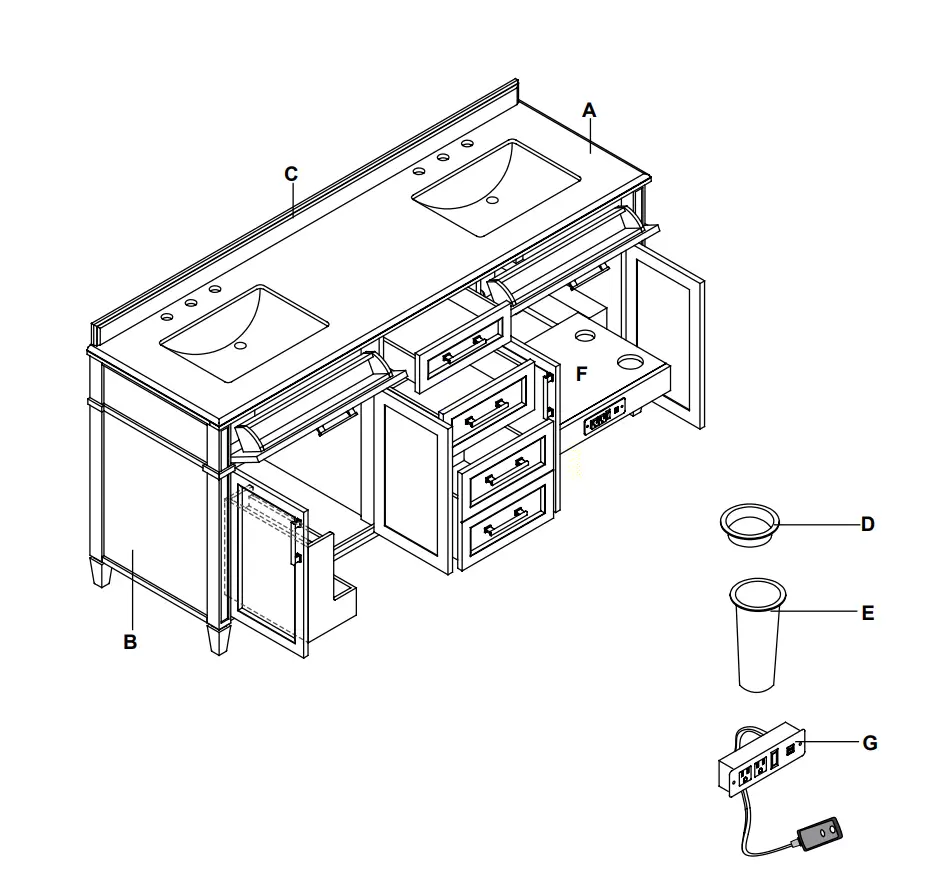 THE HOME DEPOT Caville 72 Inch Double Vanity Instruction FIG 2