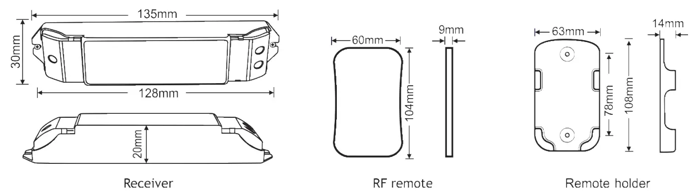 LTECH M2 Mini LED Controller Product Size
