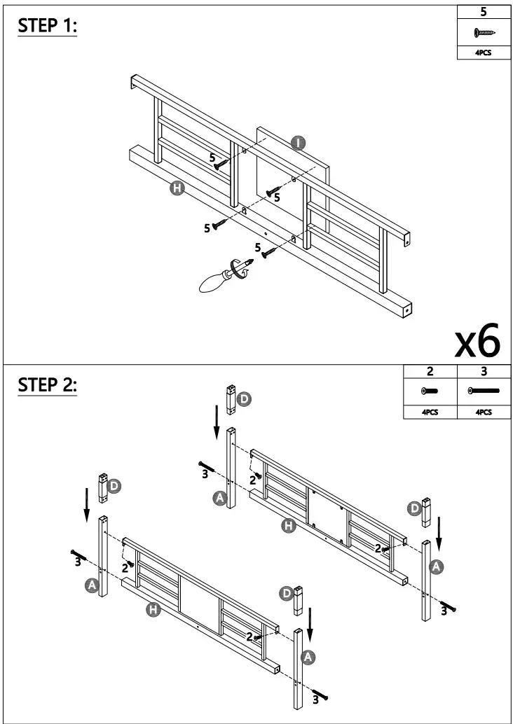 ANBAZAR WF198050 Metal Twin Size Triple Bunk Bed Kids Twin Triple Beds Frame - Hardware list 1