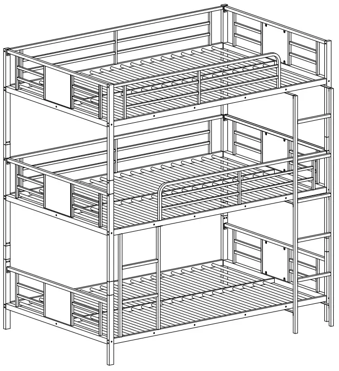 ANBAZAR WF198050 Metal Twin Size Triple Bunk Bed Kids Twin Triple Beds Frame