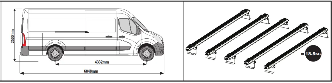 VANGUARD VG2865 Ulti Bar Van Roof Bars - manufacturer ’