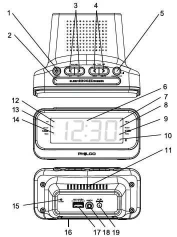 PHILCO-PAR1012BT-GR-1.2-Inch-Dual-Alarm-Clock-Radio-with-USB-Charging-with-Bluetooth-01