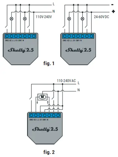 Shelly 2.5 2 Circuit WiFi Relay Switch - fig1