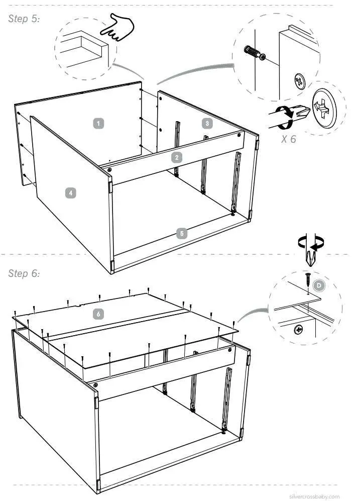 Silver Cross 1122920 Bromley Dresser Instruction Manual - How to Install 5,6