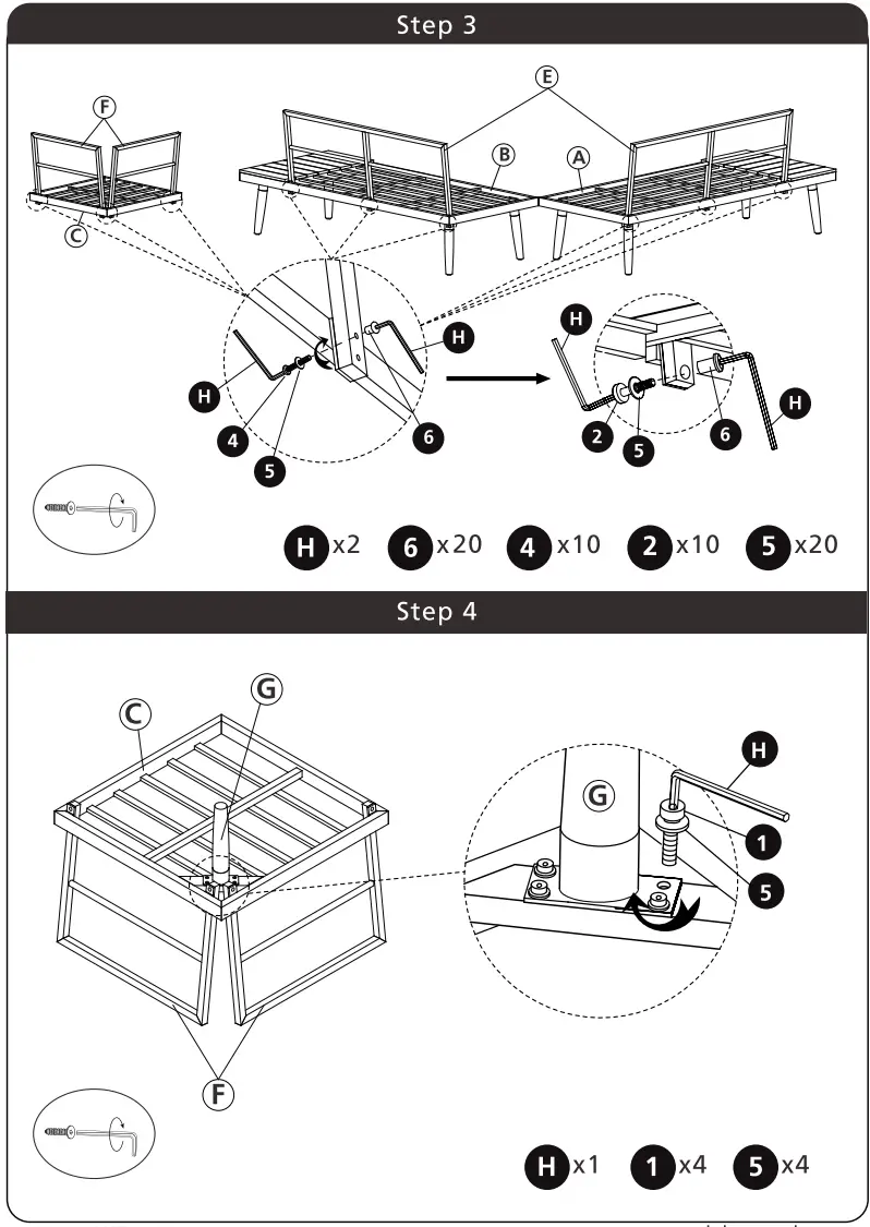 DUKAP ODKSTE GRE Stellar Aluminum 5 Piece Sectional - fig 3