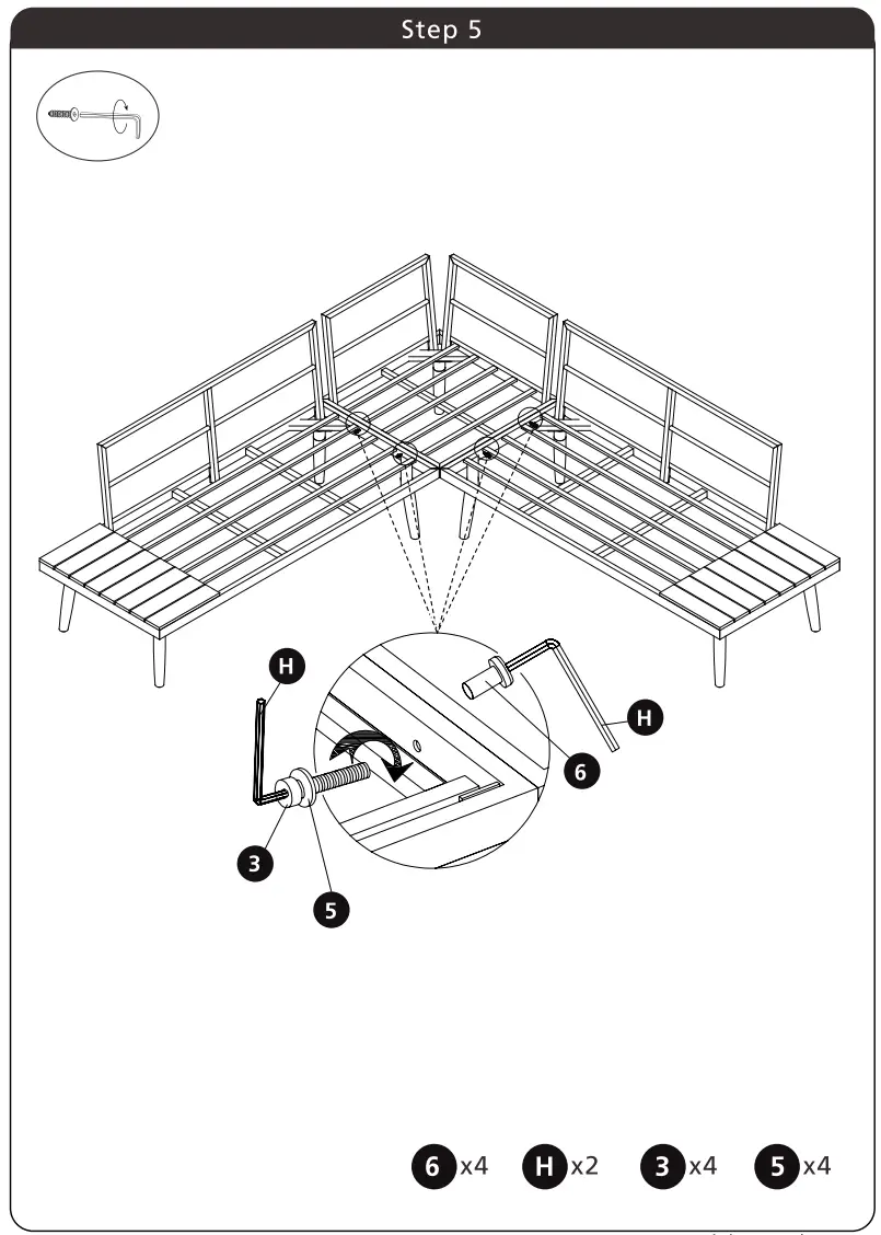 DUKAP ODKSTE GRE Stellar Aluminum 5 Piece Sectional - fig 4