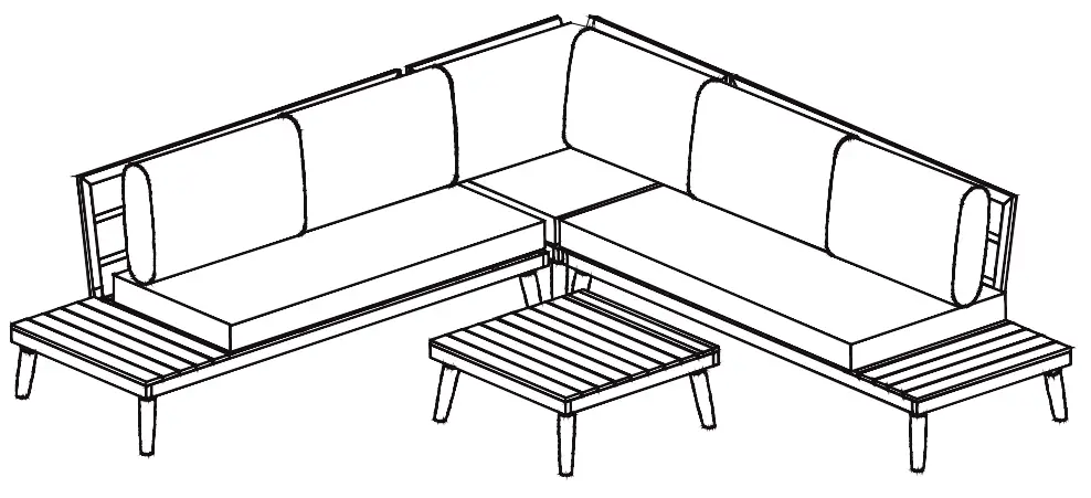 DUKAP ODKSTE GRE Stellar Aluminum 5 Piece Sectional