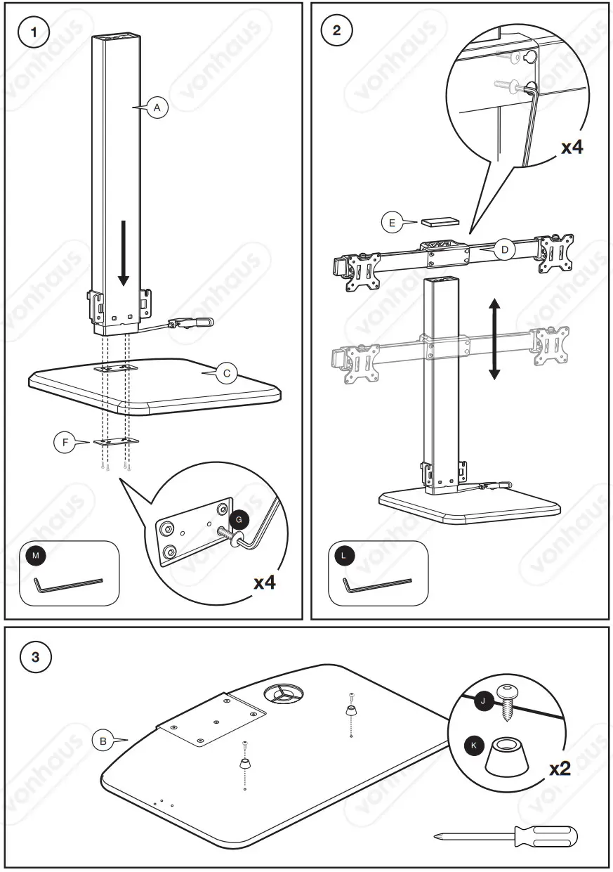 VonHaus 3000167 Multiple Monitor Sit Stand Workstation Converter - Figure 2